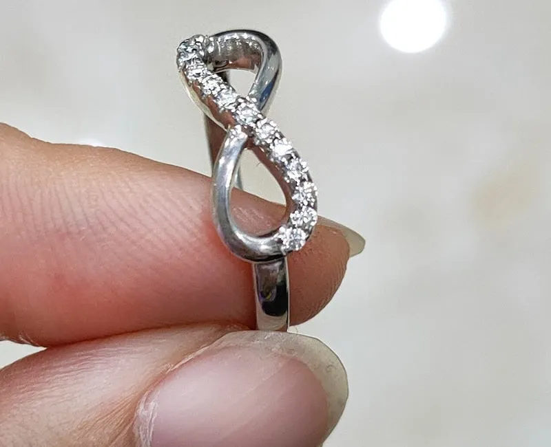 1.3mm Moissanite 925 Sterling Silver Infinity Number 8 Ring for Women