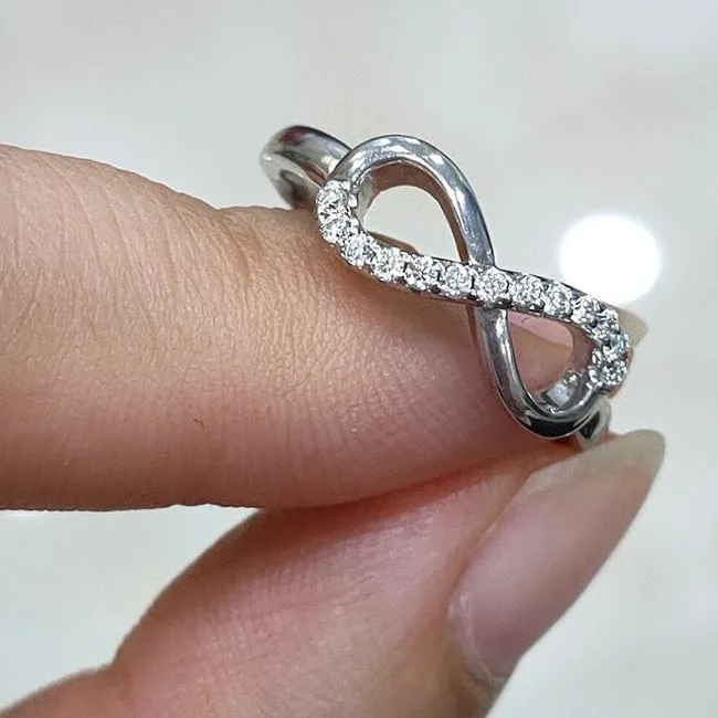 1.3mm Moissanite 925 Sterling Silver Infinity Number 8 Ring for Women