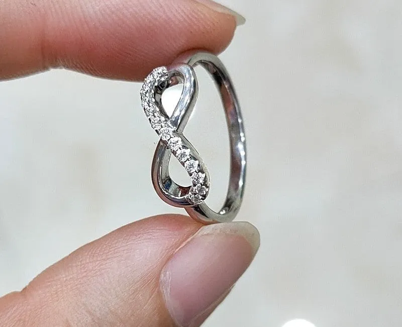 1.3mm Moissanite 925 Sterling Silver Infinity Number 8 Ring for Women