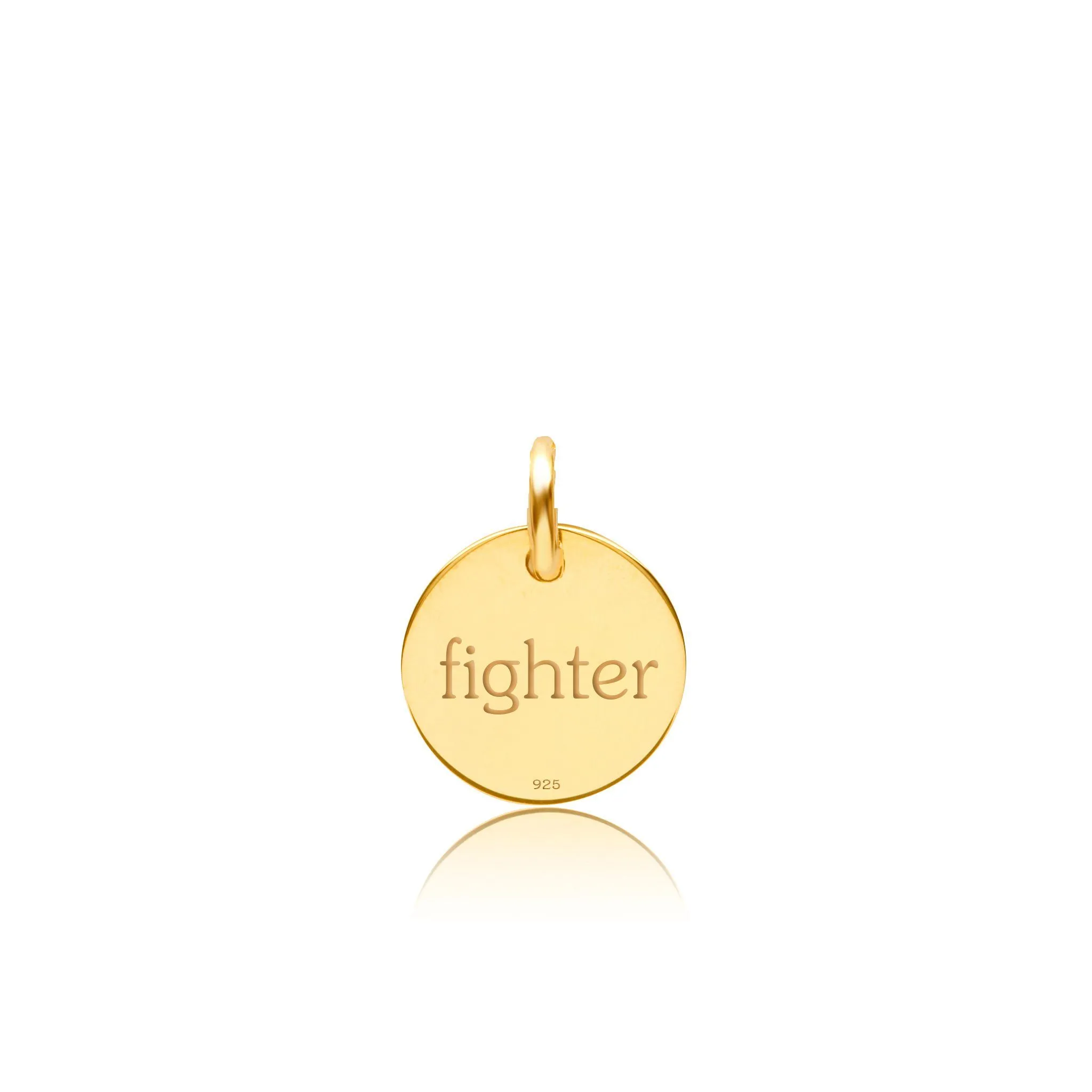 14k Gold Engravable Breast Cancer Ribbon Circle Tag