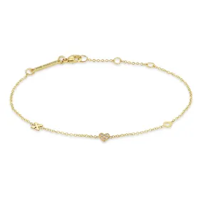 14k Itty Bitty XO & Pavé Diamond Heart Bracelet