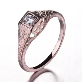 14k Rose Gold Vintage / Unique Moissanite Ring 0.1ct