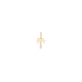 14k Single Midi Bitty Pavé Diamond Palm Tree Charm