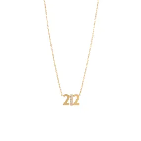 14k Triple Number Necklace with 1 Pavé Diamond Number