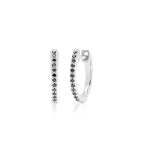 14KT White Gold Black Diamond Zoe Huggie Earrings