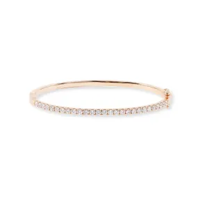 18K ROSE GOLD DIAMOND BANGLE BRACELET 3MM, 1.56CTW