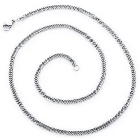 22 Inch 2.5mm Diamond Cut Stainless Steel Flat Double Curb Chain Necklace