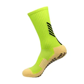 3 Pack Mens Football Grip Socks Lime Green