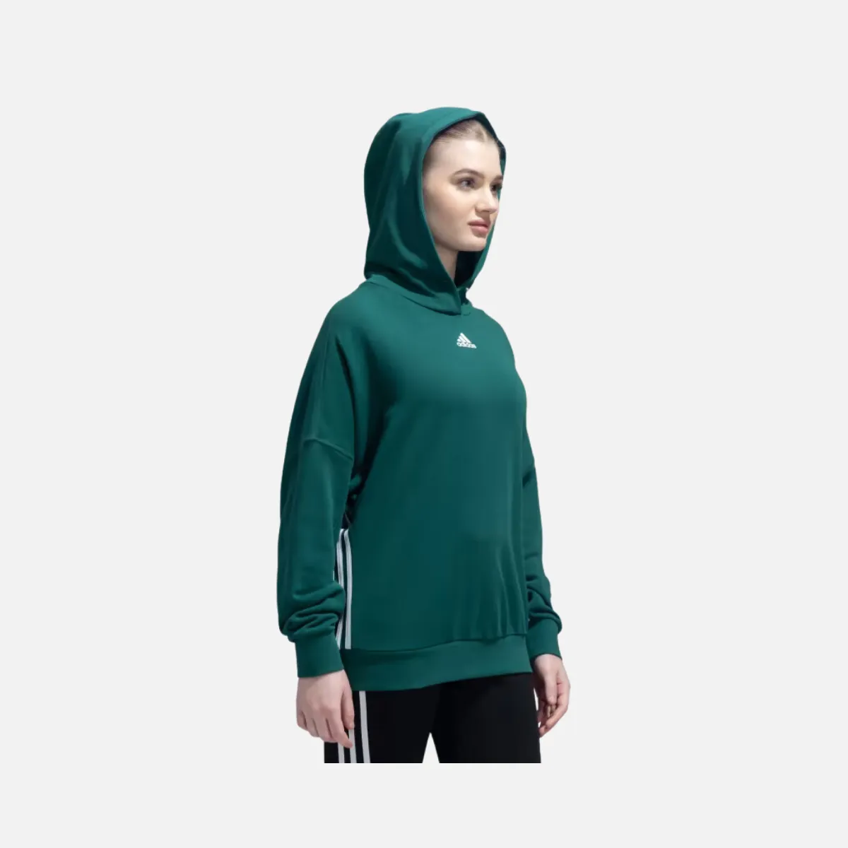 Adidas Dance Loosehd Women's Hooded Sweat -Collegiate Green/White