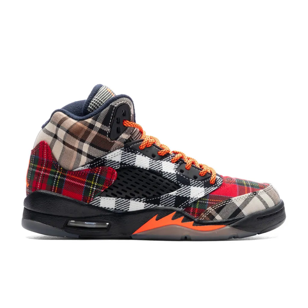 Air Jordan 5 Retro (GS) 'Plaid' - Black/Total Orange/Dark Obsidian