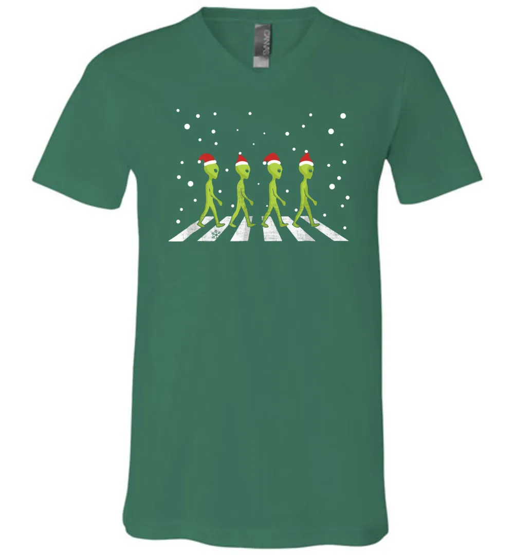 Aliens Crossing Street - Christmas Unisex V-Neck