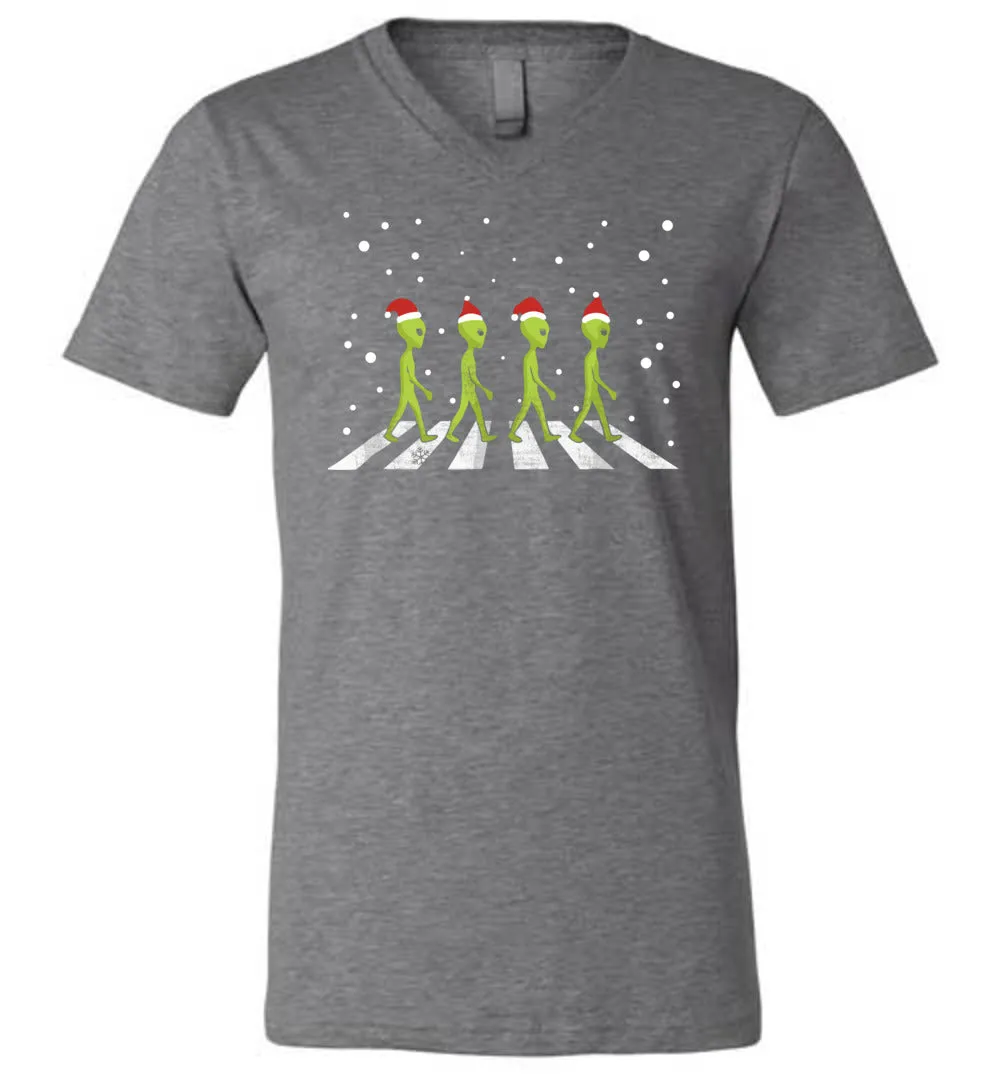 Aliens Crossing Street - Christmas Unisex V-Neck