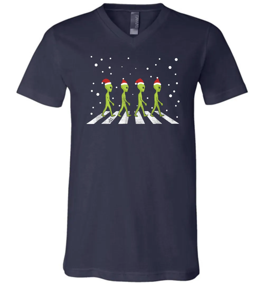 Aliens Crossing Street - Christmas Unisex V-Neck