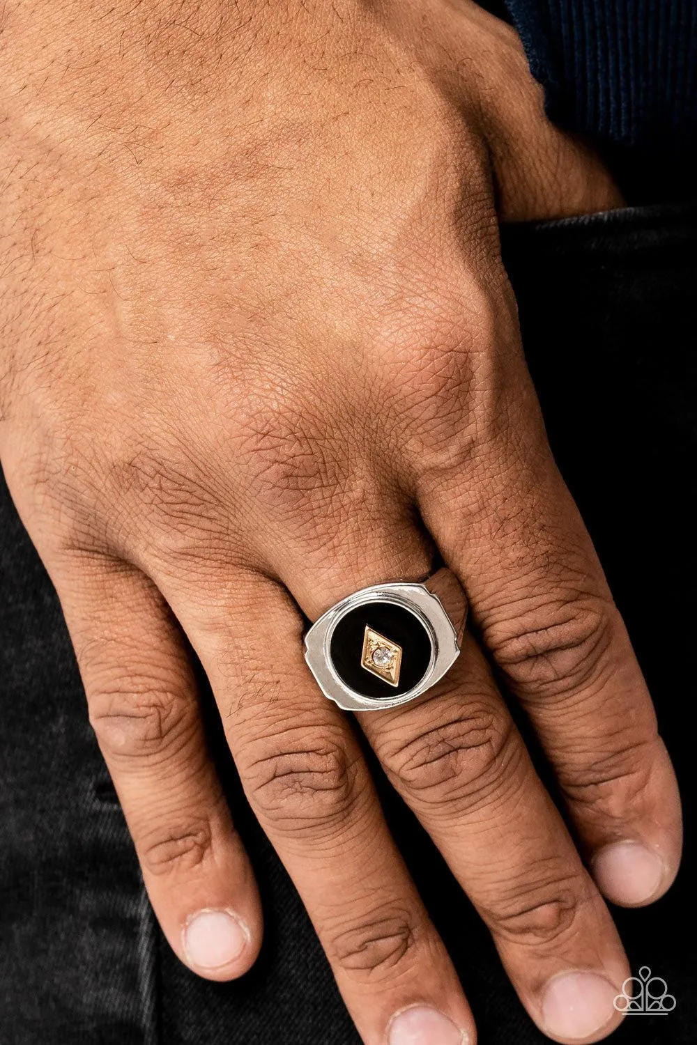 Alumni Men's Black & Gold Ring - Paparazzi Accessories