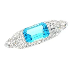 Art Deco Aquamarine And Diamond Brooch In Platinum