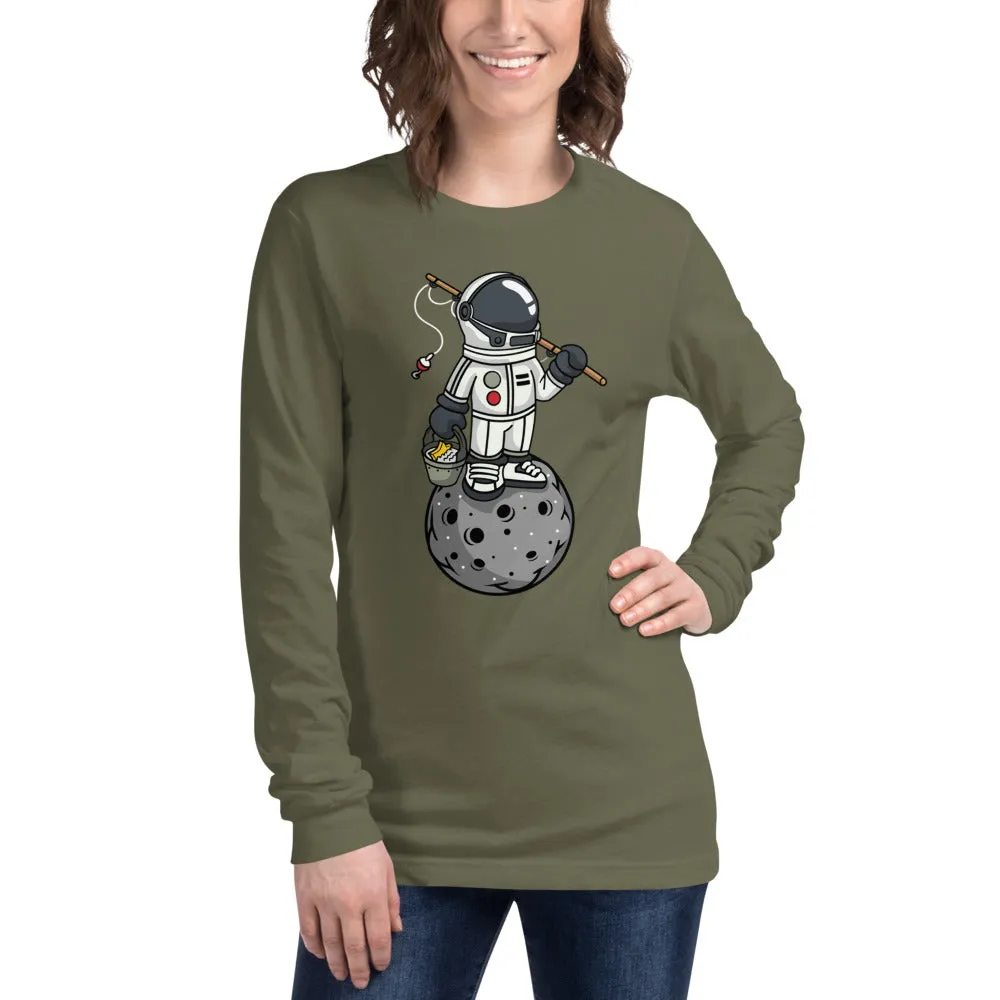 Astronaut | Fishing | Moon | Pop Art | Unisex | Long Sleeve | T-Shirt