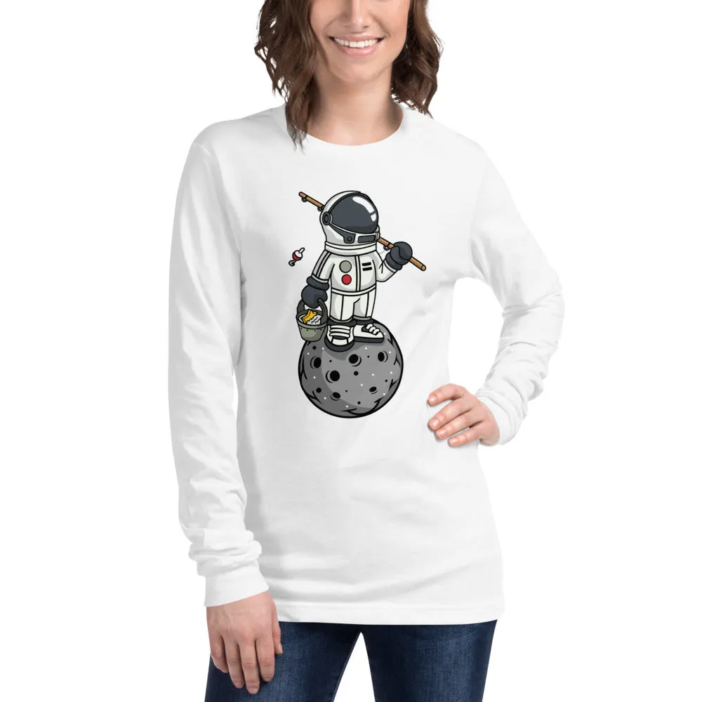 Astronaut | Fishing | Moon | Pop Art | Unisex | Long Sleeve | T-Shirt