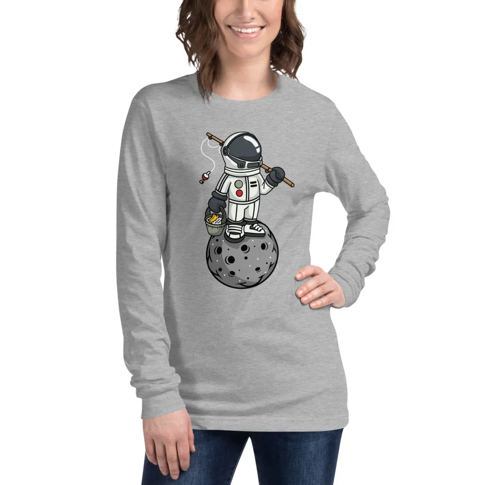 Astronaut | Fishing | Moon | Pop Art | Unisex | Long Sleeve | T-Shirt