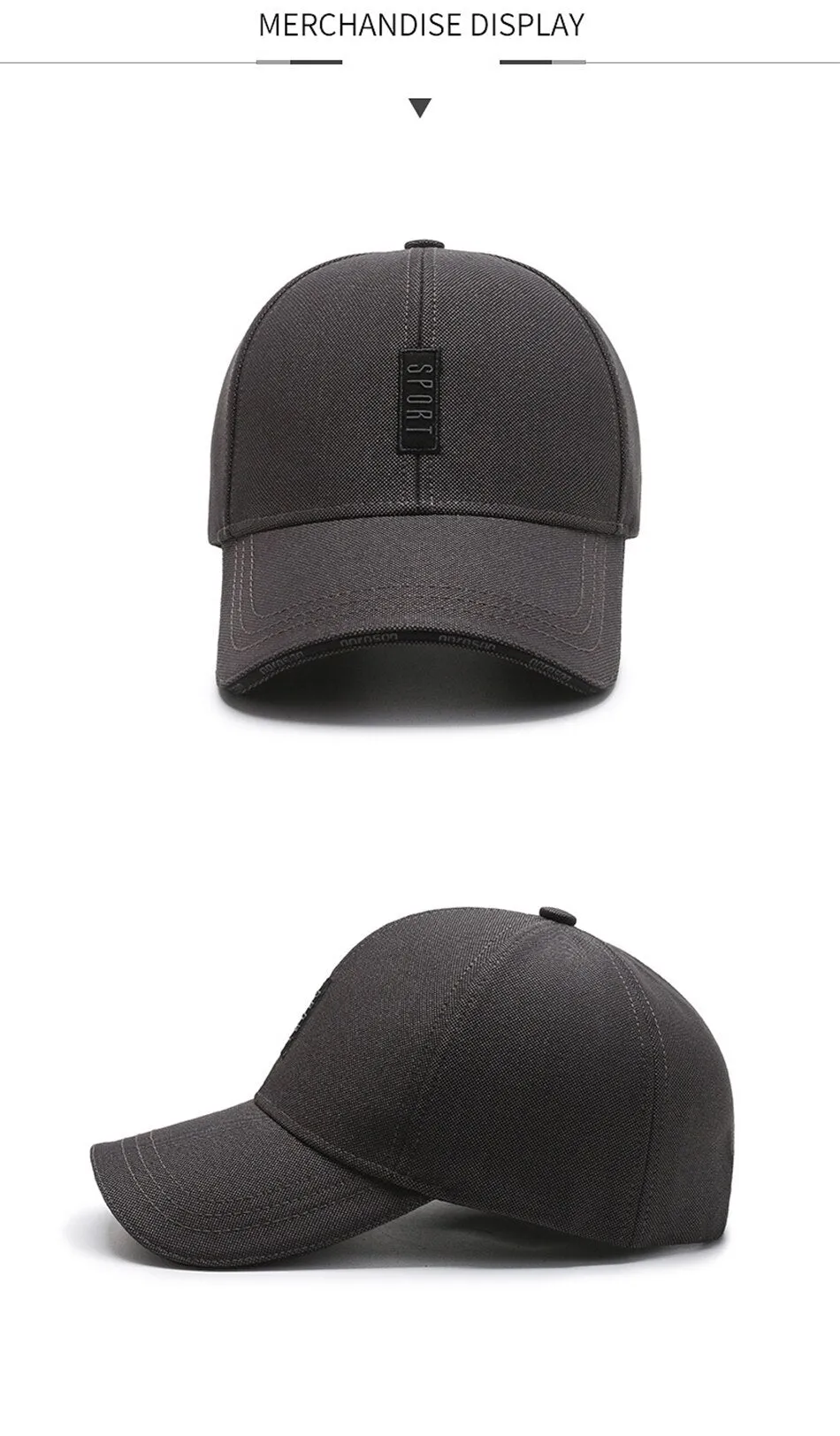 Autumn Middle-aged Unisex Cotton Black Gray Outdoor Sports Baseball Cap