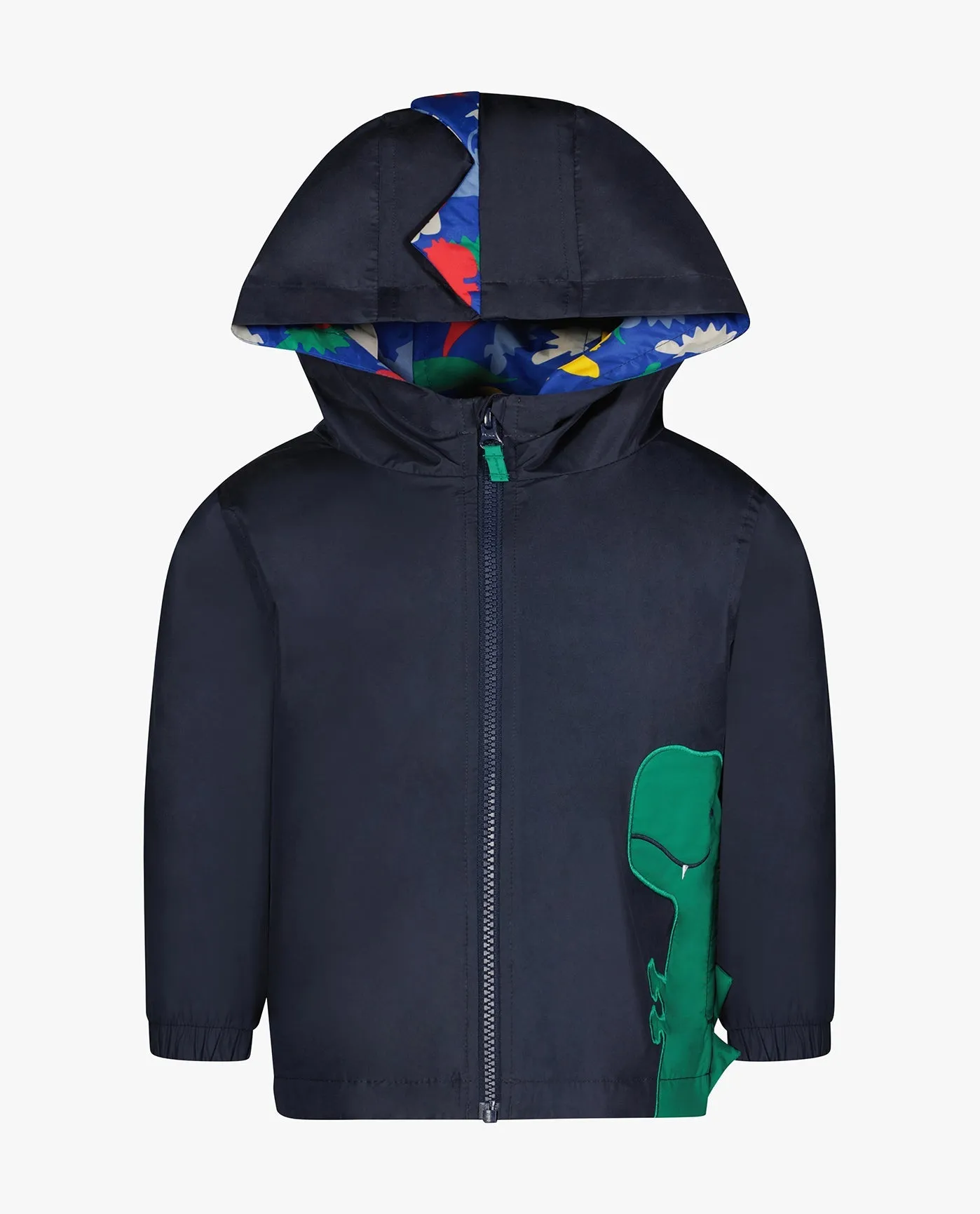 BABY BOYS ZIP FRONT HOODED DINO RAINCOAT