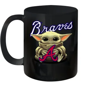 Baby Yoda Hugs Loves The Atlanta Braves Baseball Ceramic Mug 11oz