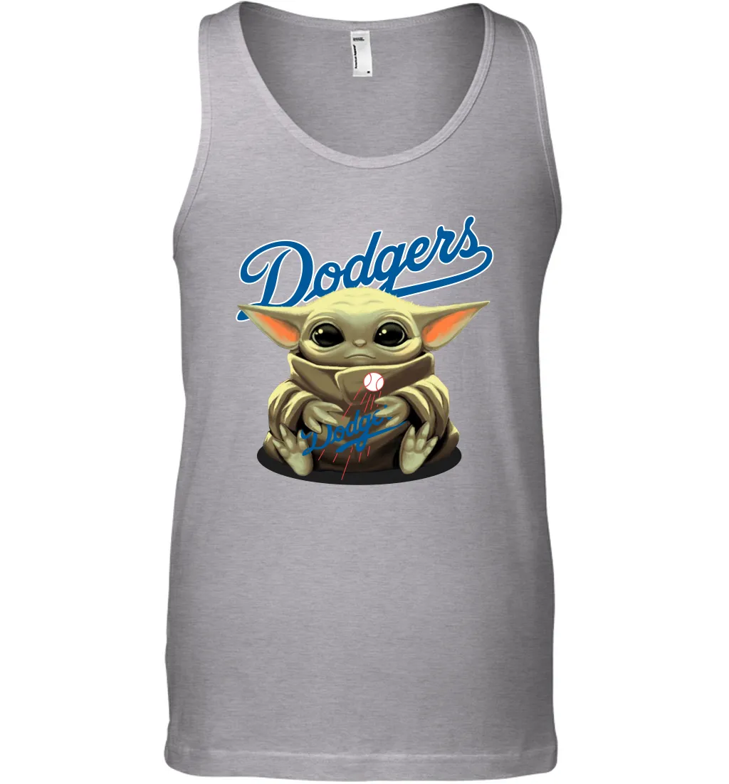 Baby Yoda Hugs Loves The Los Angeles Dodgers Baseball Mens Tank Top