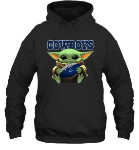 Baby Yoda Loves The Dallas Cowboys Star Wars Baby Yoda Hugs Cowboys NFL Adult Hoodie Sweatshirt