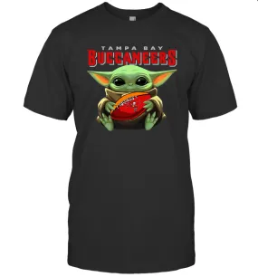 Baby Yoda Loves The Tampa Bay Buccaneers Star Wars Baby Yoda Hugs Buccaneers NFL Mens T-Shirt