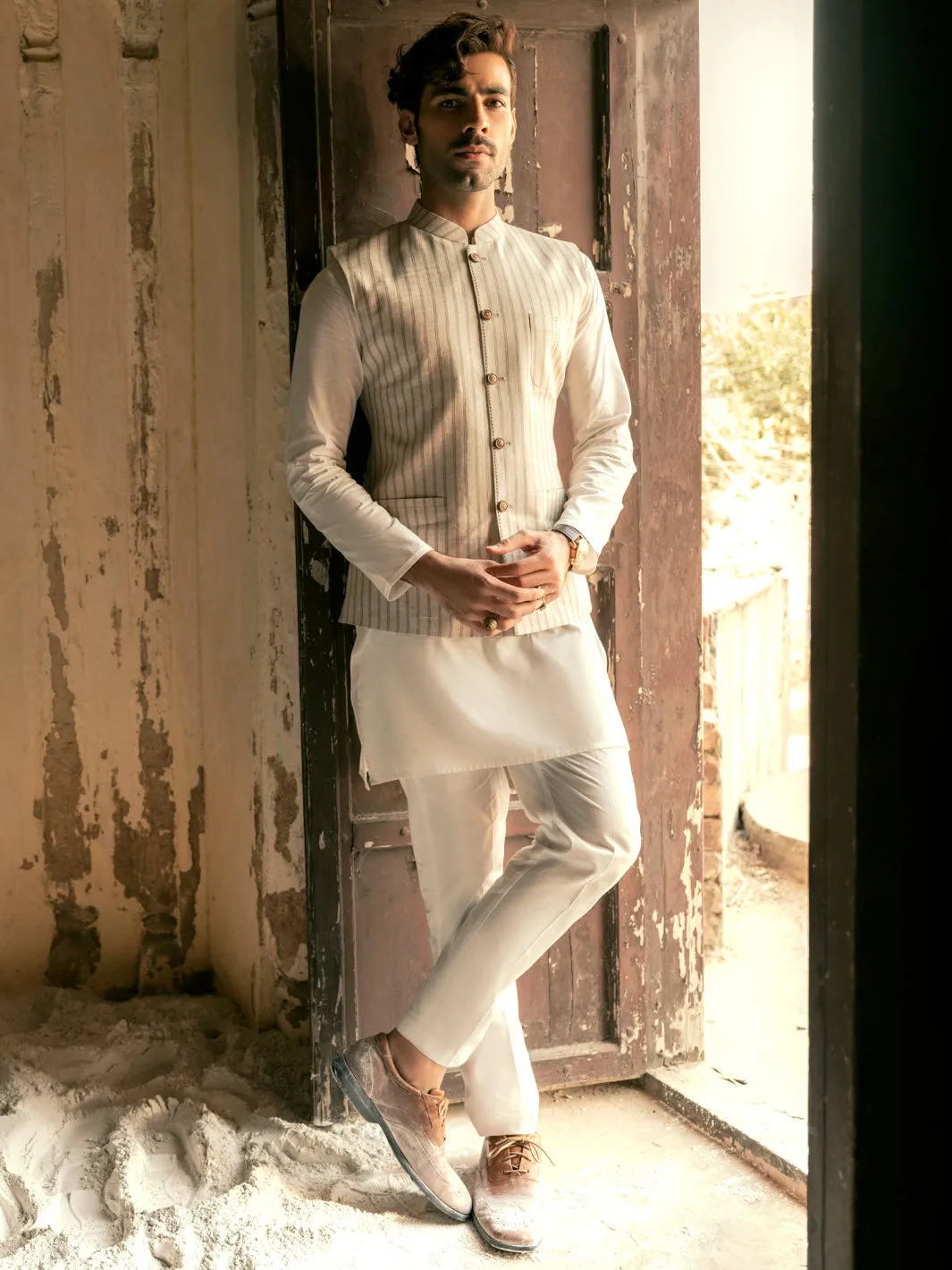 Beige Linen Waistcoat - AL-WC-452