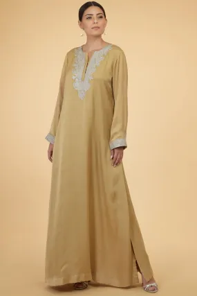 Beige Modal Satin Kaftan