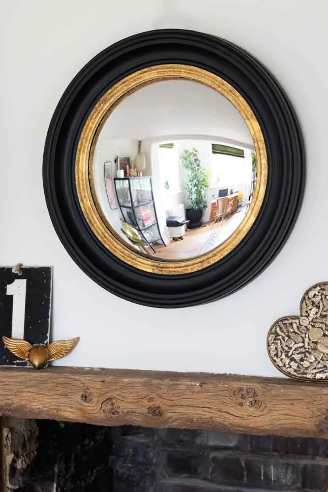 Black & Gold Framed Convex Mirror