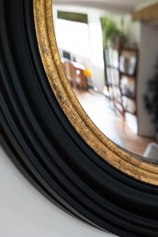 Black & Gold Framed Convex Mirror