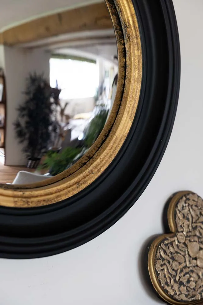 Black & Gold Framed Convex Mirror