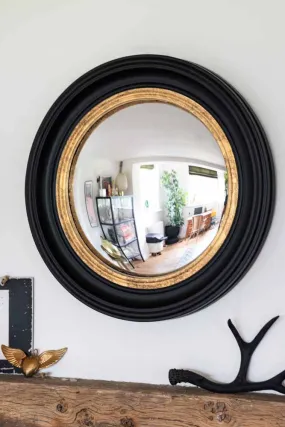 Black & Gold Framed Convex Mirror