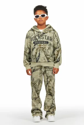 Boys Member Tree Camo Stacked Flare Knitted Mohair Track Set