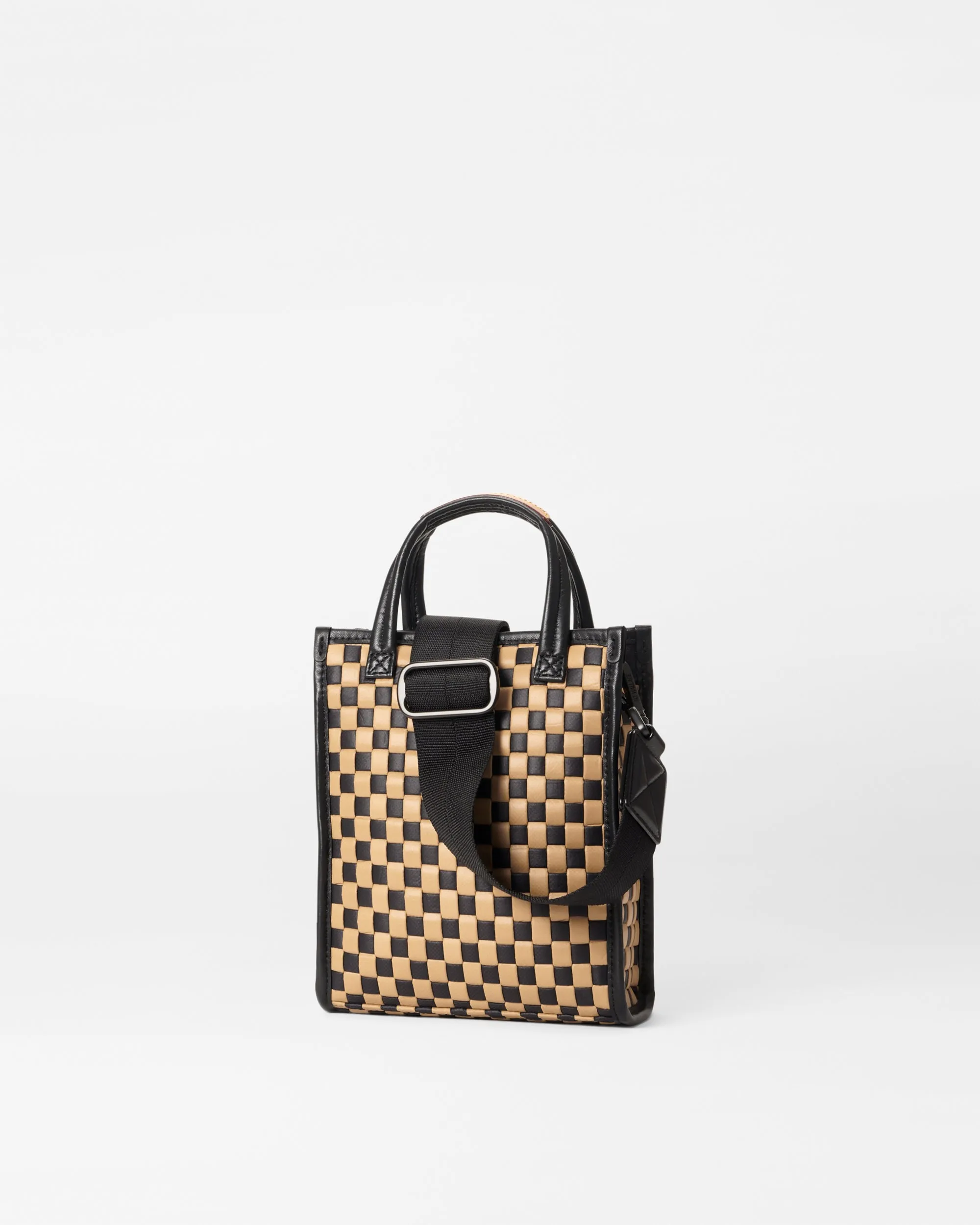 Camel & Black Micro Woven Box Tote