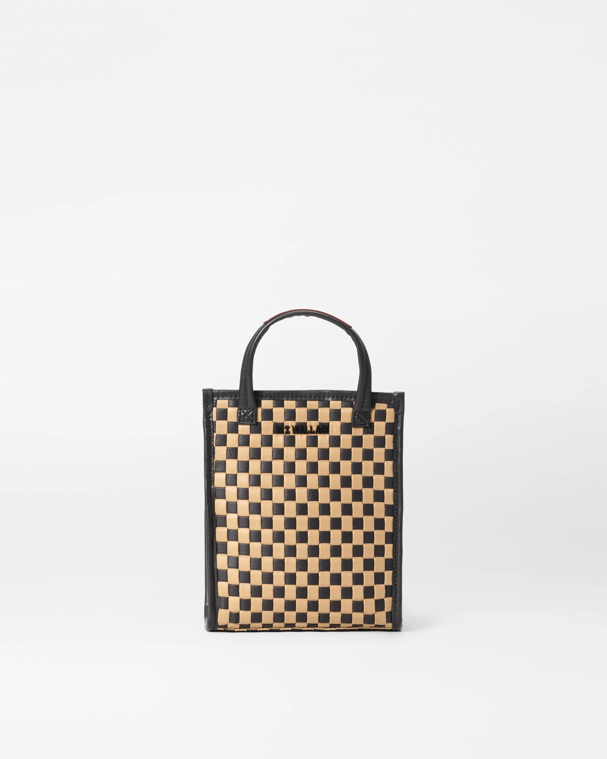 Camel & Black Micro Woven Box Tote