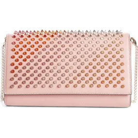 Christian Louboutin Clutch Paloma Spiked Pink Leather Shoulder Bag