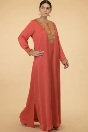 Coral Modal Satin Kaftan