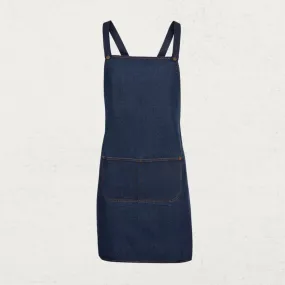 Cross Over Back Denim Bib Apron Without Strap