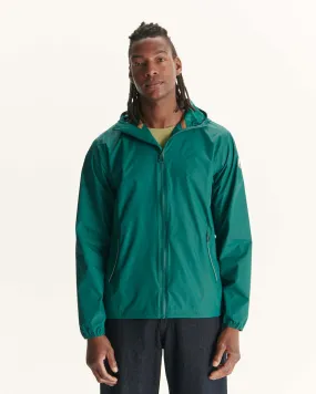 Dark green Manille packable waterproof hooded long jacket