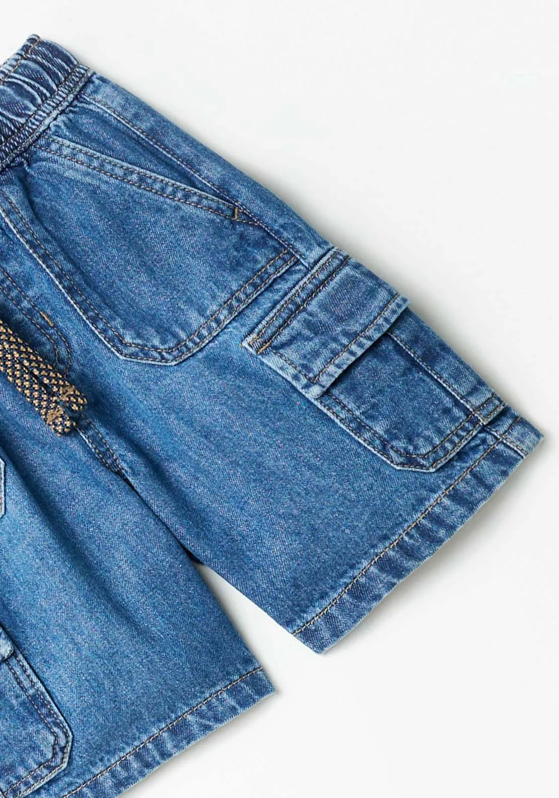 Denim Cargo Shorts - Blue