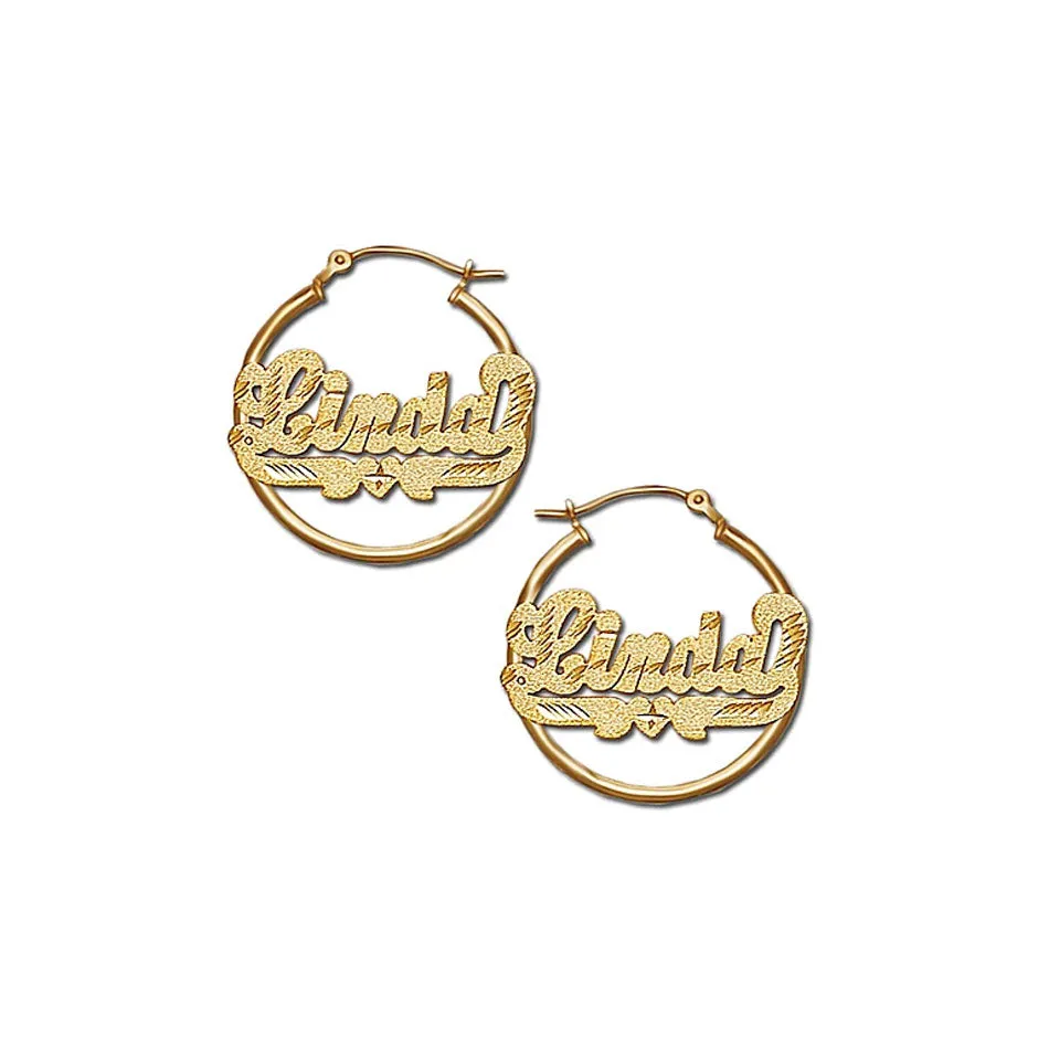 Diamond Cut Name Hoop Earrings - 3 sizes