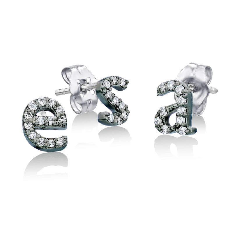 Diamond Initial Stud Earrings