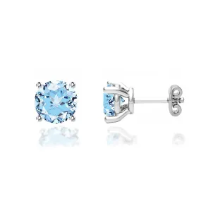 DOVE - Round Aqua Spinel Platinum Stud Earrings