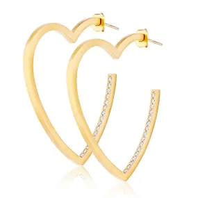 Gold Diamond Heart Hoops - Limited Edition