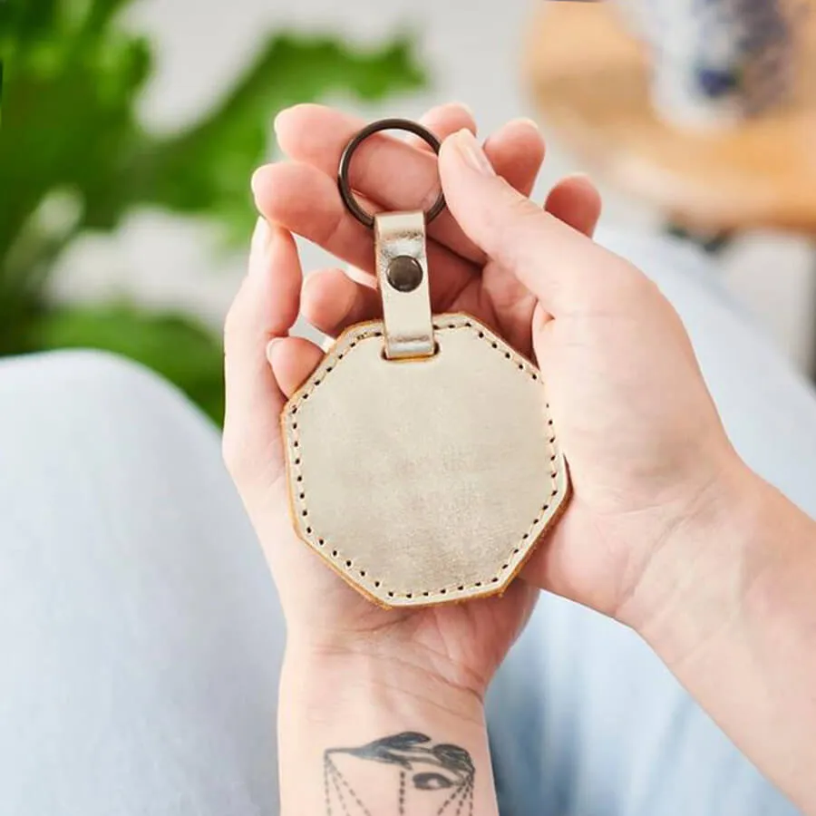 Hex Personalised Leather Key Ring