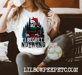 I Regret Nothing Wine Skelli Adult Unisex Tee