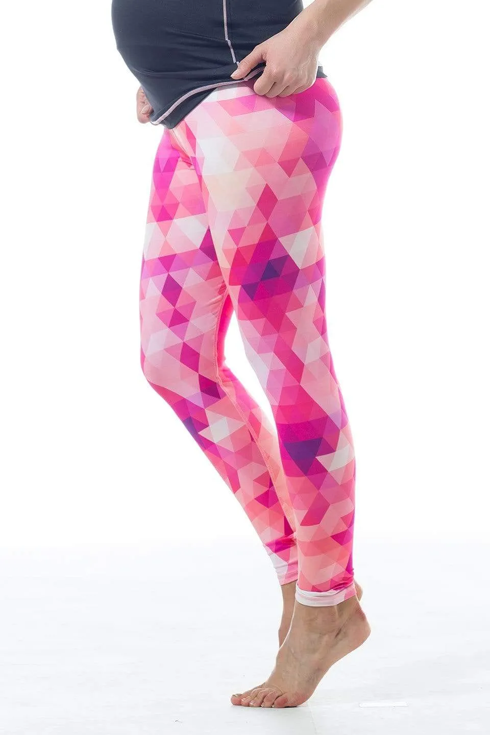 Kate Maternity Activewear Fitness Pants Pink Geo Print