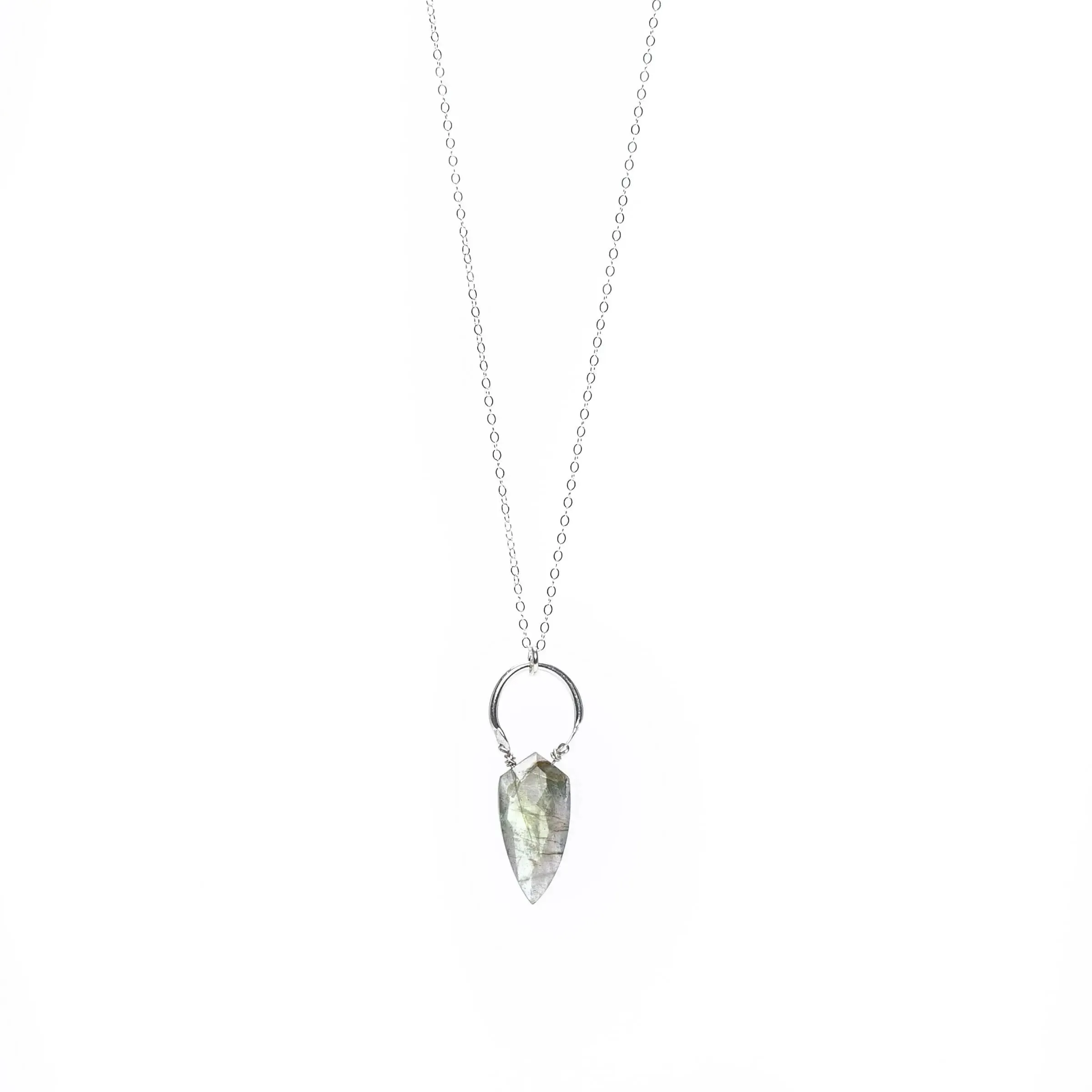 Large Labradorite Silver Necklace